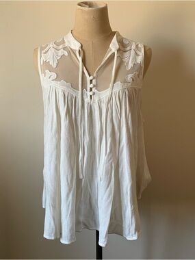 Free People Western Romance Tank Top in Ivory